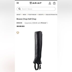 Arita Chaps Women’s XSM Black Leather Riding Chaps Leather Upper